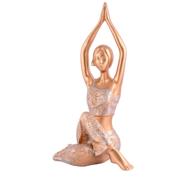 Suitable for home decor Yoga Posture Lady Statue Idol for Home Yoga Statue admirable piece of gift (golden) - Image 4