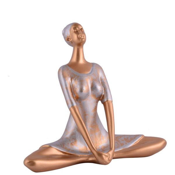 Suitable for home decor Yoga Posture Lady Statue Idol for Home Yoga Statue admirable piece of gift (Golden) - Image 3