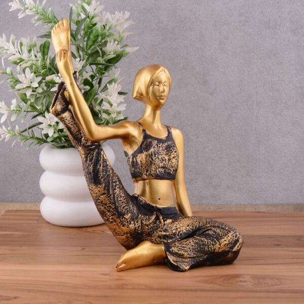 Suitable for home decor Yoga Posture Lady Statue Idol for Home Yoga Statue admirable piece of gift (golden)