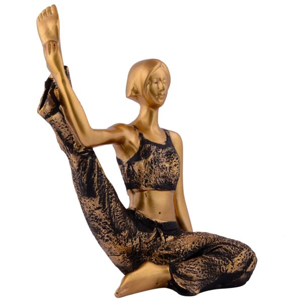 Suitable for home decor Yoga Posture Lady Statue Idol for Home Yoga Statue admirable piece of gift (golden) - Image 3