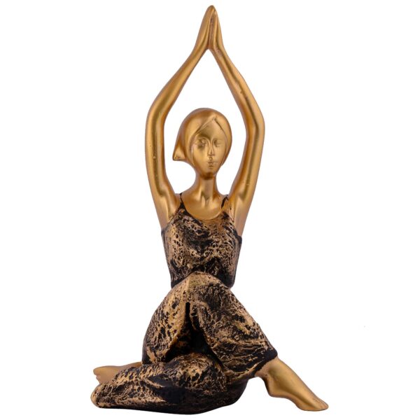 Suitable for home decor Yoga Posture Lady Statue Idol for Home Yoga Statue three pair admirable piece of gift (golden) - Image 4