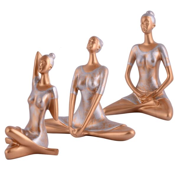 Suitable for home decor Yoga Posture Lady Statue Idol for Home Yoga Statue admirable piece of gift (golden) - Image 3