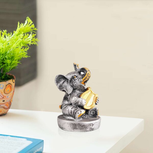 Resin Elephant Playing Musical Instrument Showpiece For Home Dcor Living Room Bedroom Table Top