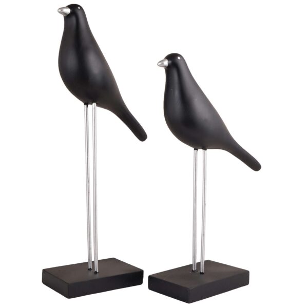 Sparrow Bird Home Decor showpiece on Iron Stand (Black Silver) - Image 4