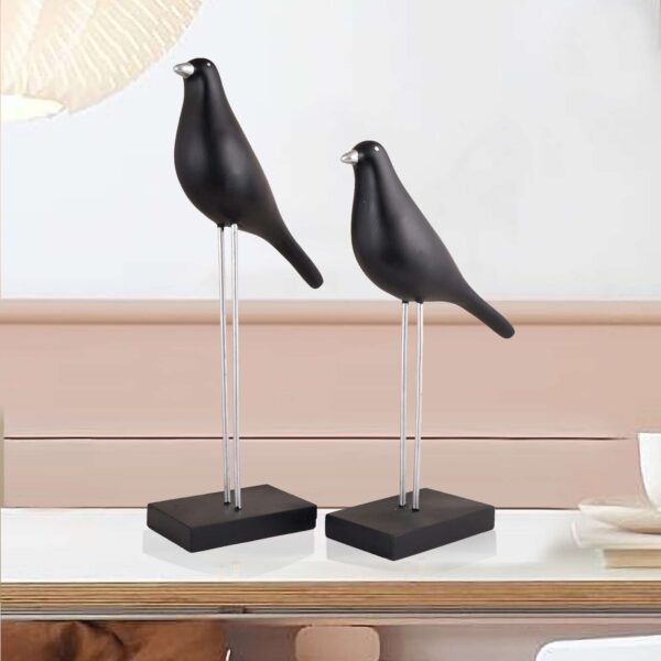 Sparrow Bird Home Decor showpiece on Iron Stand (Black Silver)