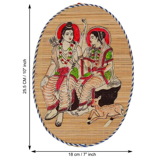 Oval Shaped Design Bamboo Hand Crafted Wall Hangings Of Shri Ram Ji With Janaki Ji For Home Decor | Bamboo Art For Wall Decor - Image 4