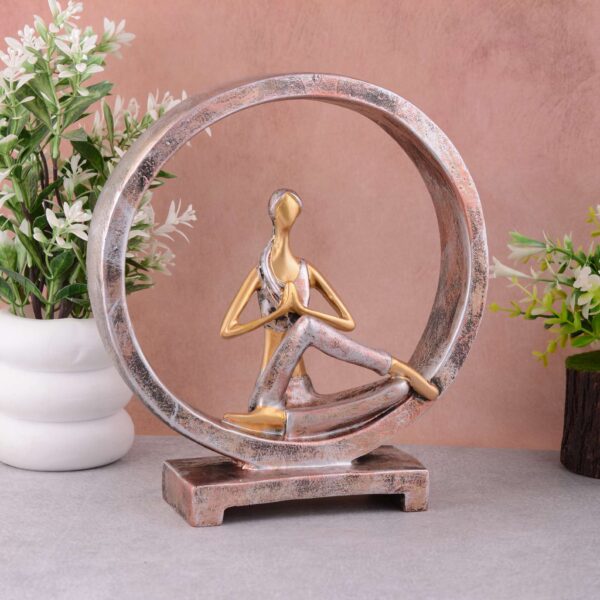 Suitable for home decor Yoga Posture Lady Statue Idol for Home Yoga Statue admirable piece of gift (golden)